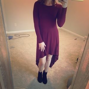Fabrik Maroon Long Sleeve High-low Dress M